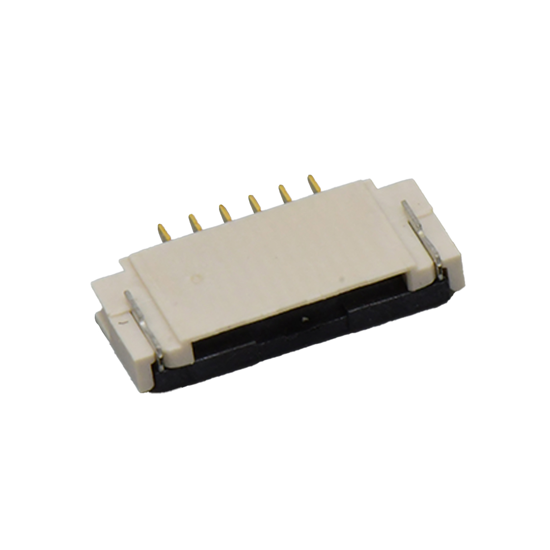 F1009 FPC FFC连接器Pitch 1.00mm 90°H2.00mm 前掀盖下接触带蝴蝶扣卧贴 FPC 06Pin本色 镀半金1u"，镍